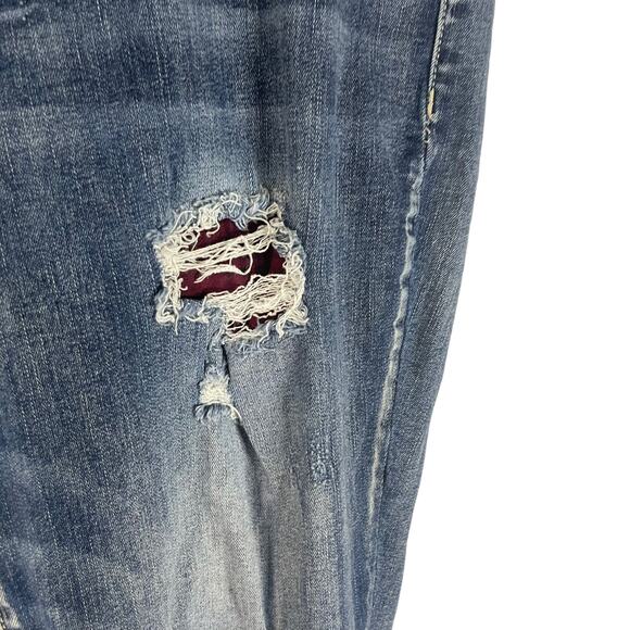 Maurices Women's Size XL W 36 Plaid Patch Fall Distressed Skinny Jeans - Picture 5 of 11